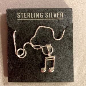 Sterling silver music note necklace